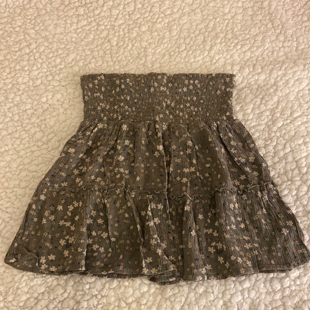 Green floral skirt